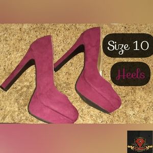 Magenta Suede Platform Pumps Size 10
